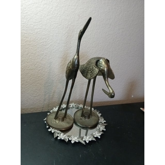 GORGEOUS Pair of Bronze Egret Birds. Standing is 10" tall Stooped is 8" tall These stunning bronze egret birds are a...