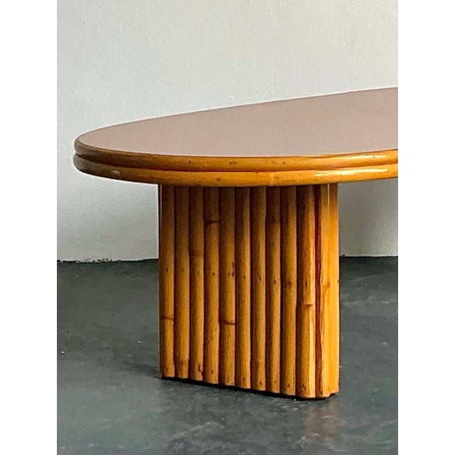 Paul Frankl Vintage 1950s Kidney Rattan Coffee Table After Frankl For Sale - Image 4 of 10