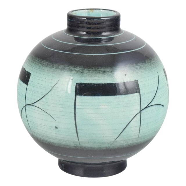 Vintage Art Deco Ceramic Vase with Geometric Pattern by Ilse Claesson for Rörstrand, 1930s For Sale