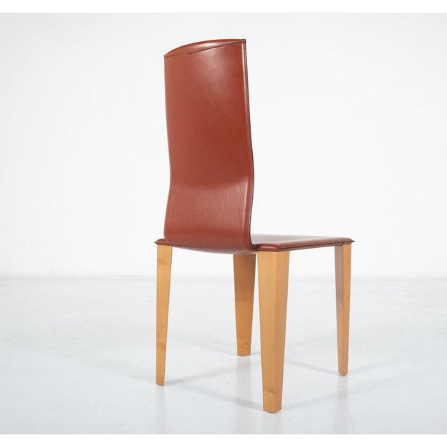 Wood Vintage Dining Chairs in Leather and Wood by Afra and Tobia Scarpa, Italy, 1970, Set of 6 For Sale - Image 7 of 11