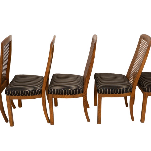 1970s Drexel Heritage Mid Century Cane Back Oak Dining Chairs - Set of 8 For Sale - Image 16 of 18