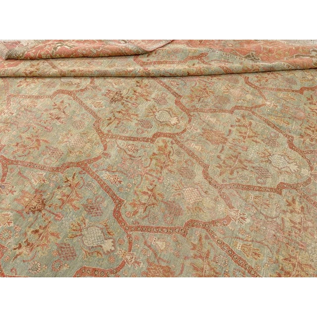 Early 20th Century Antique Muted Green Square Bidjar Rug no. 10966 For Sale - Image 5 of 5
