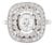 Art Deco Style Double Halo Engagement Ring, Platinum and Diamonds, Size 3.5 For Sale