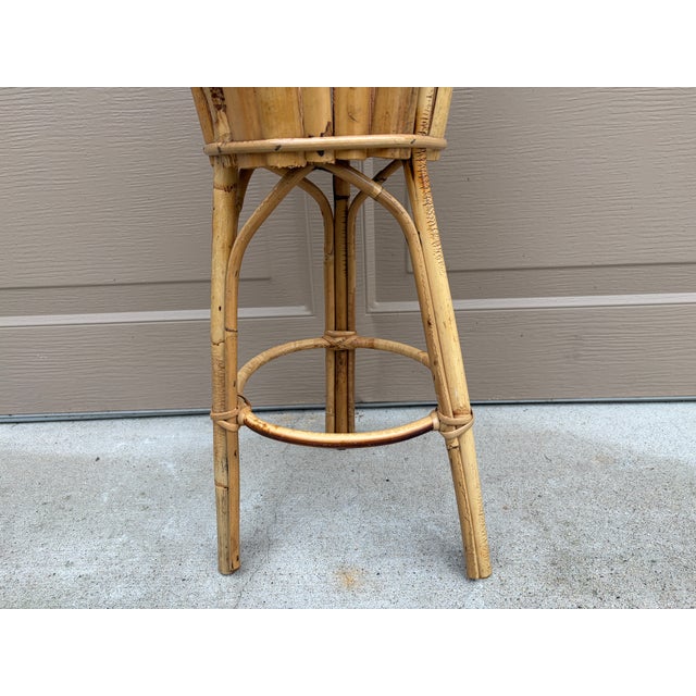 Mid 20th Century Bamboo Planter on Stand in the Palm Beach Chinoiserie Style For Sale - Image 9 of 12