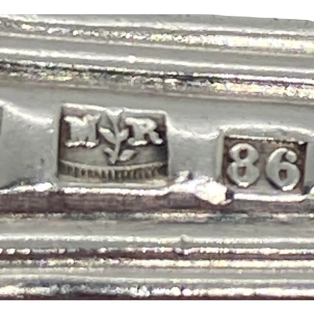 Silver Antique French Christofle “Chinon” Glossy Silver Plate European Place Oval Soup Spoon With Monogram For Sale - Image 8 of 13