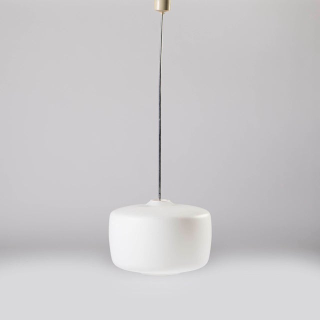 Big Pendant Lamp in White Glass by Valsske Mezirici, Czechoslovakia, 1960s For Sale - Image 6 of 8
