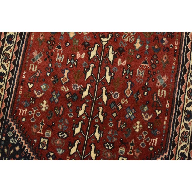 Abadeh Runner 2’2” X 5′ Red Wool Vintage Tribal Hand-Knotted Oriental Rug For Sale - Image 4 of 10