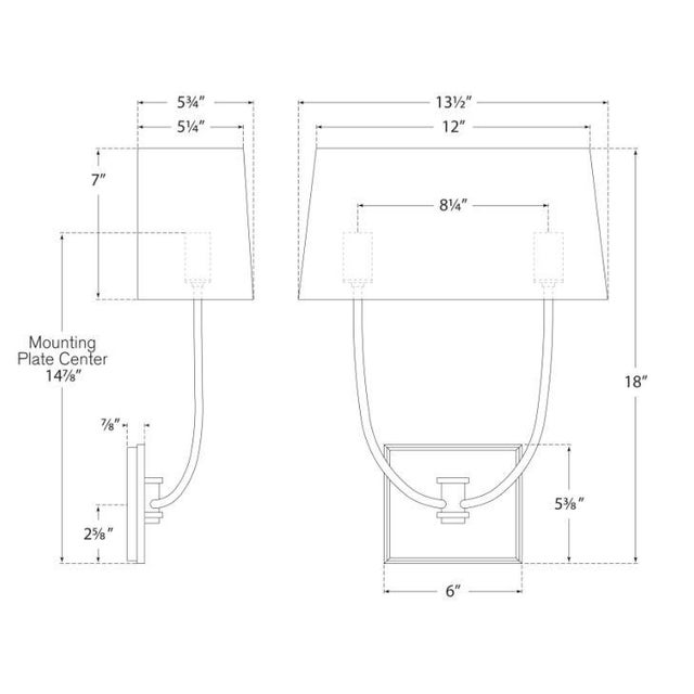 Visual Comfort Chapman & Myers for Visual Comfort Signature Venini Double Sconce in Bronze with Linen Shade For Sale - Image 4 of 4