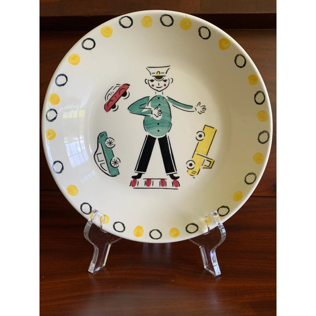 Vintage Georg Schmider Crossing Guard Children's Ceramic Dishes- a Pair For Sale - Image 4 of 11