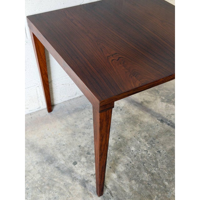 Minimalist Rosewood Square Side Table With Tapered Legs Vintage Mid-Century Modern 1960s For Sale - Image 4 of 10