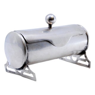 Silver Toothpick Holder with Removable Lid and Feet For Sale