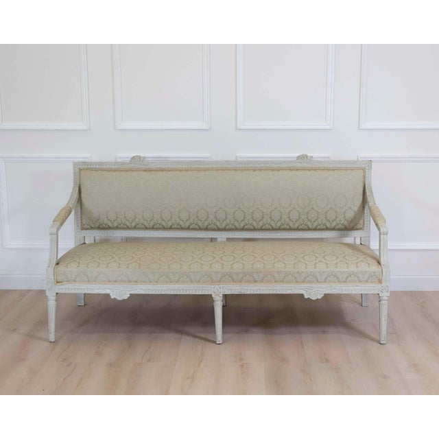 Gustavian (Swedish) Swedish 19th Century Carved and Painted Pine Bench For Sale - Image 3 of 10