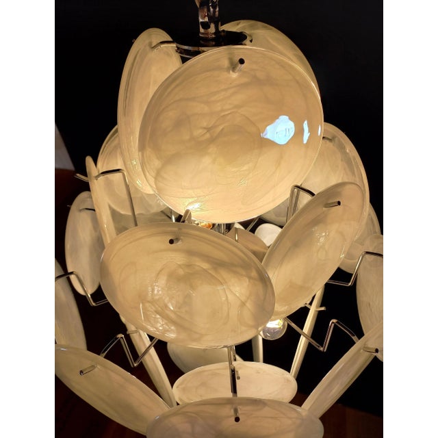 Vintage Murano Alabaster Disc Chandelier, 1968 For Sale - Image 14 of 15
