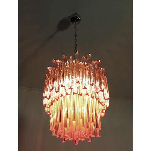 Murano Chandelier 107 Pink Triedri , 1990 For Sale - Image 11 of 18