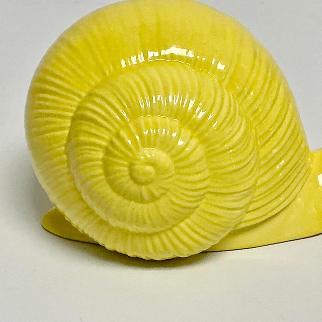 Hollywood Regency Mid-Century Folk Art Boho Chic Hollywood Regency Ceramic Snail Figural, Large For Sale - Image 3 of 12
