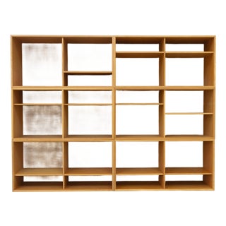 Danish Modern Modular Oak and Hessian Bookcase from HG, 1970s, Set of 6 For Sale