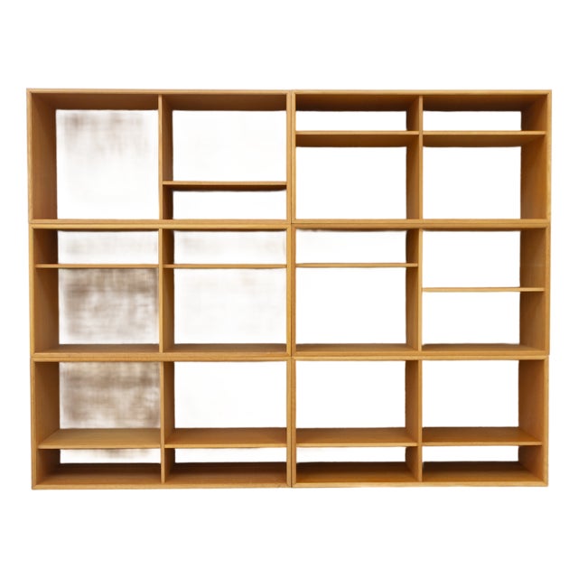 Danish Modern Modular Oak and Hessian Bookcase from HG, 1970s, Set of 6 For Sale