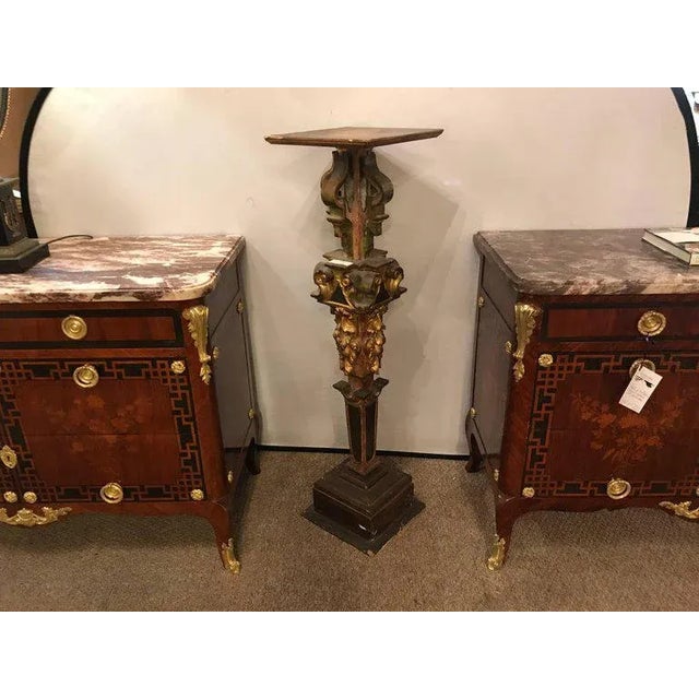 Gold A Continental Italian Gilt Distressed Continental Pedestal For Sale - Image 8 of 11