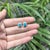 Contemporary 14k Yellow Gold 1.34ct Turquoise Cabochon Diamond Double Halo Stud Earrings- A Pair For Sale - Image 3 of 15