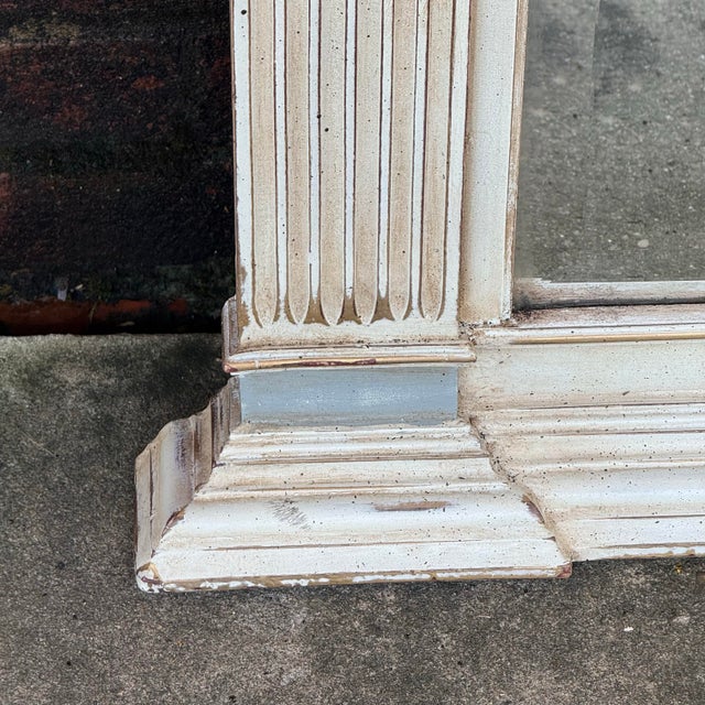 Mid Century Swedish Gustavian Style Trumeau Mirror in Linen White and Chambray Blue - Newly Painted For Sale - Image 11 of 12
