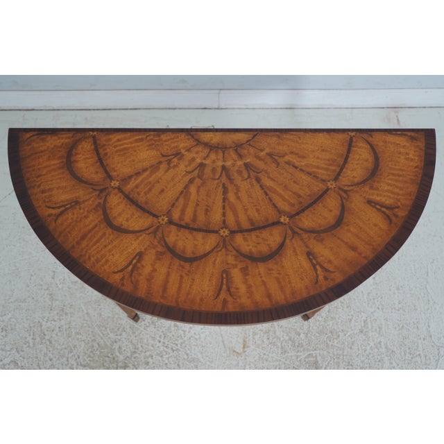 English Adams Style Highly Inlaid Demilune Console Table For Sale - Image 3 of 12