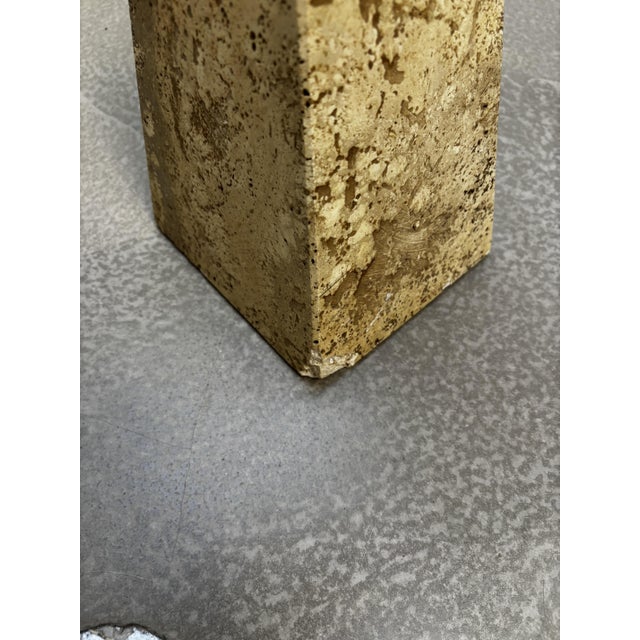 Glass Vintage Glass and Travertine Coffee Table, 1970 For Sale - Image 7 of 8