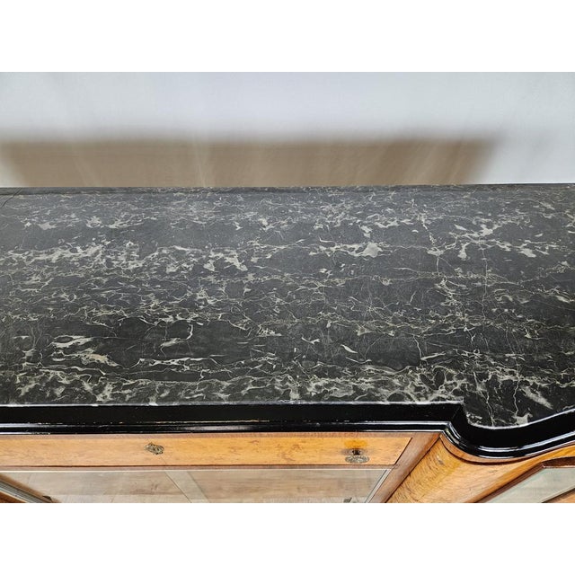 Chippendale Sideboard with Marble Top and Sliding Glass, Italy, 1920s For Sale - Image 6 of 18