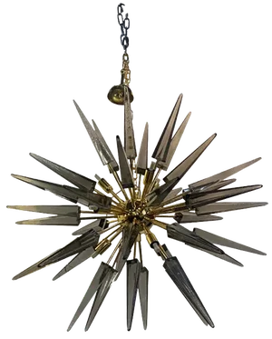 Smoked Spikes Murano Glass Sputnik Pendant by Simoeng