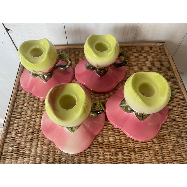 1950s Hull Woodland Candlestick Holders- Set of 4 For Sale - Image 4 of 12