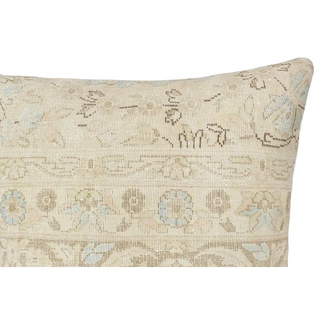 1980s Vintage Distressed Tan Blue Handmade Pillow For Sale In New York - Image 6 of 9