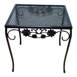 1960s Woodard Briarwood Wrought Iron Black Side Table, Attributed For Sale