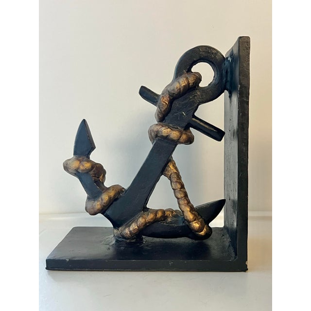 Metal Vintage Black Ship Anchor Bookends For Sale - Image 7 of 11