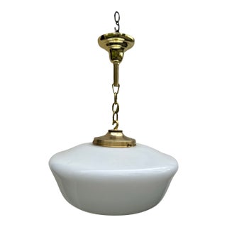 Large Vintage School House Globe With Brass Hanging Fixture For Sale