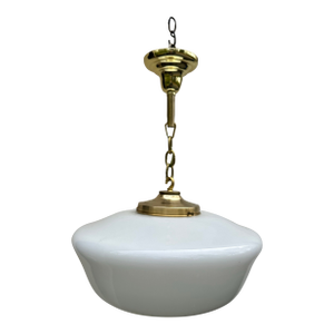 Large Vintage School House Globe With Brass Hanging Fixture