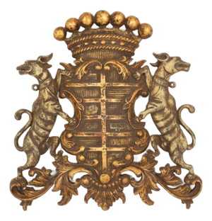 Giltwood Coat of Arms with Carved Heraldic Shield, 1890s