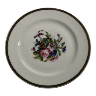 Vintage 1990s Porcelain Floral Plate With Gold Rim For Sale