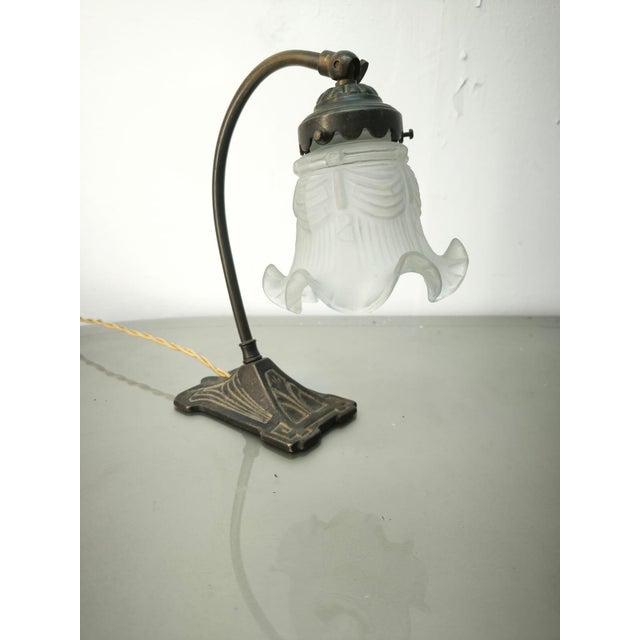 Table Lamp with Satin-Finished Decorated Glass, 1960s, in Very Good conditions. Designed 1960 to 1969 European Plug (up to...