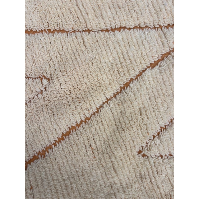 Mid-Century Modern Ivory and Terracotta Moroccan Wool Rug For Sale - Image 3 of 8