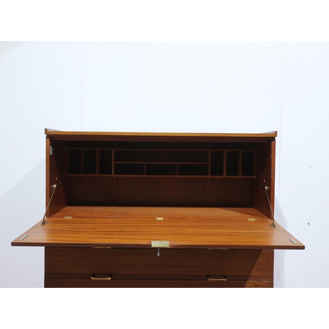 Brown Mid Century Modern Vintage Teak Bar Cart Cocktail Cabinet Dry Bar by Meredew For Sale - Image 8 of 16