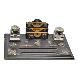 Inkwells with Wooden Base For Sale