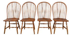 Early 20th Century Windsor Beech Chairs, England, 1890s, Set of 4