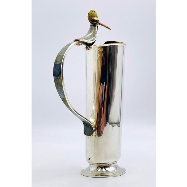 1960s Los Castillo "Bird of Paradise" Pitcher, Mexican Modern Silversmithing For Sale - Image 11 of 18