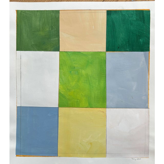 Brighten up your room with a piece in the Lake Series, a Mid Century Modern abstract painting/collage. The piece measures...