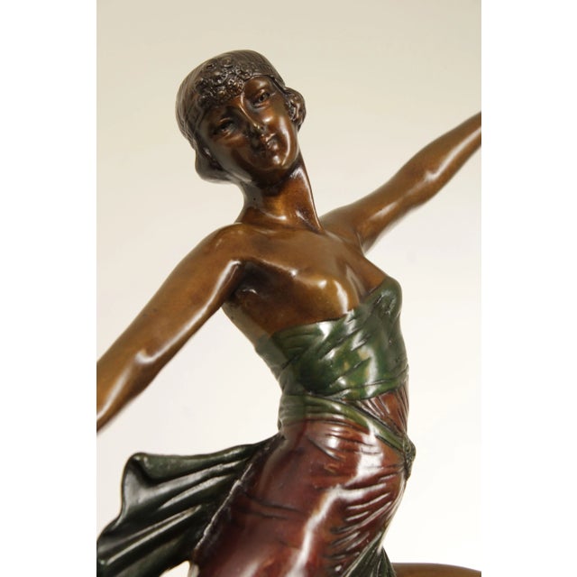 Green Late 20th Century Art Deco Kneeling Dance Bronze Sculpture After Demetre Chiparus For Sale - Image 8 of 13