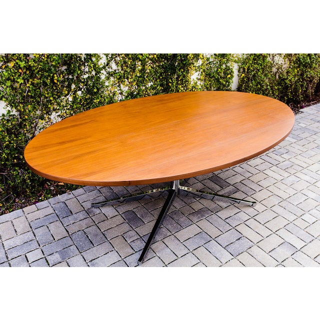 Florence Knoll 78" Oval Walnut X Base Dining or Conference Table For Sale - Image 15 of 15
