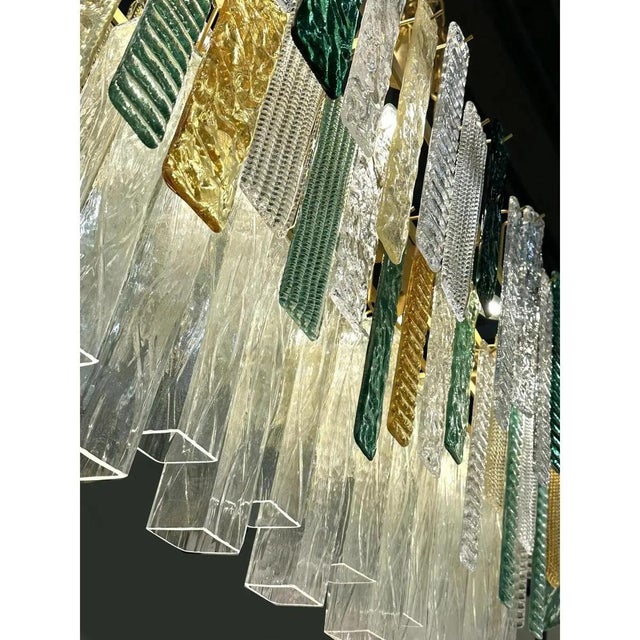 Monumental Rectangular Strip Listelli Murano Glass Chandelier by Simoeng For Sale - Image 10 of 16