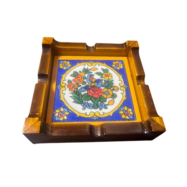 Hand-Painted Medallion Ceramic Ashtray, 1980s For Sale - Image 10 of 11