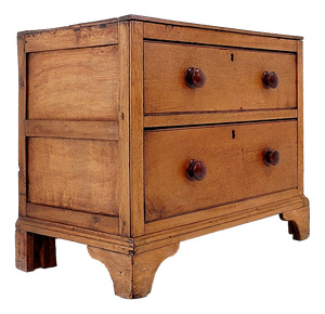 Vintage Rustic Chest of Drawers with Two Drawers and Carved Legs, 1930s