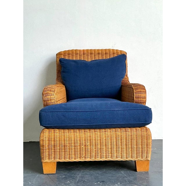 Vintage Ralph Lauren Woven Rattan Lounge Chair For Sale - Image 13 of 18