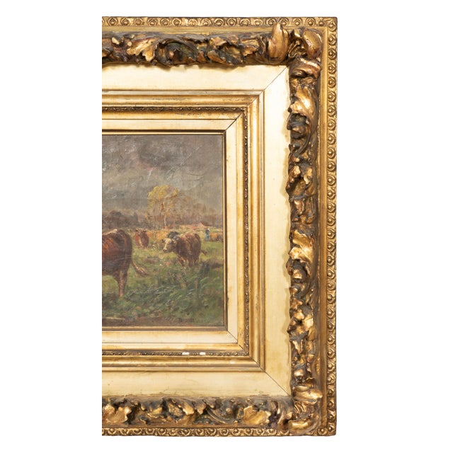 Oil on Canvas Painting of Cows by Raymond Desvarreux For Sale In Boston - Image 6 of 8